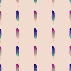 Seamless pattern with feathers, vector illustration