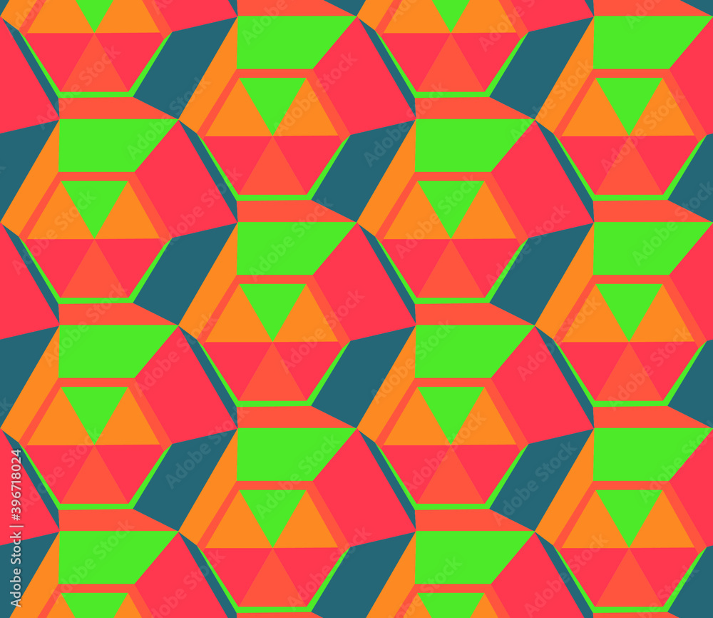 Poster seamless geometric pattern with the image of triangles, hexagons. vector design for web banner, busi