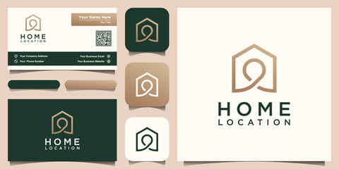 Home location Logo designs Template, house combined with pin maps.