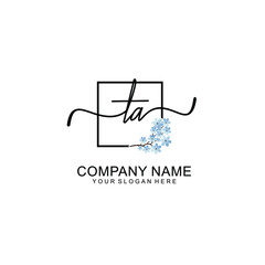 Initial TA Handwriting, Wedding Monogram Logo Design, Modern Minimalistic and Floral templates for Invitation cards