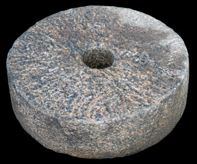 Fototapeta premium Aged old granite stone wheel for mill isolated
