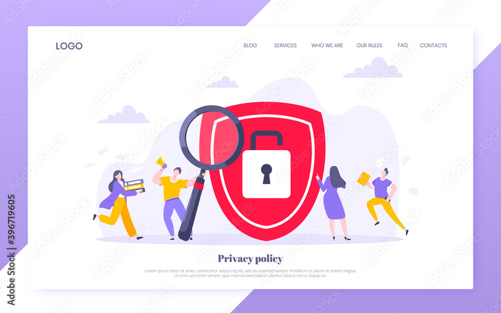 Wall mural privacy policy personal data protection business concept. safe using internet on the work metaphor f