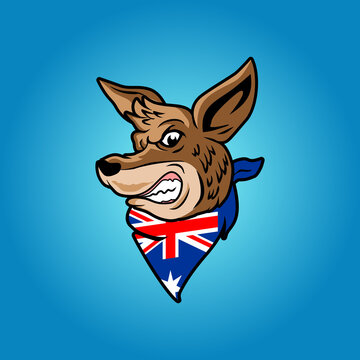 Kangaroo head illustration. Kangaroo mascot icon. Kangaroo character vector