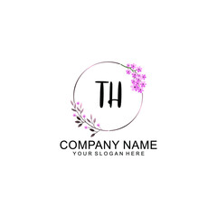 Initial TH Handwriting, Wedding Monogram Logo Design, Modern Minimalistic and Floral templates for Invitation cards