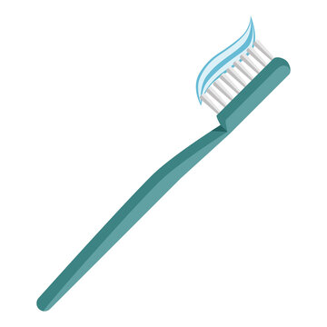 A toothbrush with smeared toothpaste. Morning hygiene. Tooth cleaning. Vector illustration isolated on a white background for design and web.
