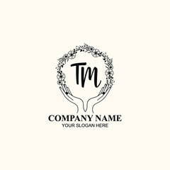 Initial TM Handwriting, Wedding Monogram Logo Design, Modern Minimalistic and Floral templates for Invitation cards