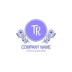 Initial TR Handwriting, Wedding Monogram Logo Design, Modern Minimalistic and Floral templates for Invitation cards
