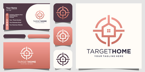 Fototapeta na wymiar target home Logo designs Template. house combined with target sign.