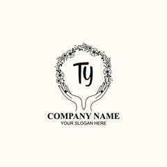 Initial TY Handwriting, Wedding Monogram Logo Design, Modern Minimalistic and Floral templates for Invitation cards