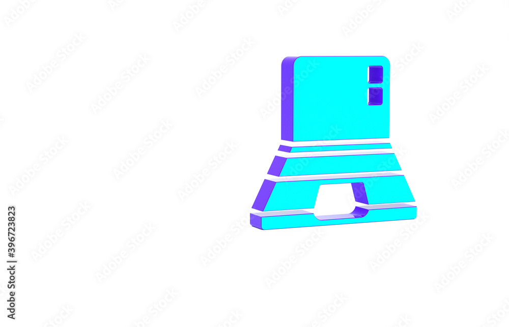 Poster turquoise laptop icon isolated on white background. computer notebook with empty screen sign. minima