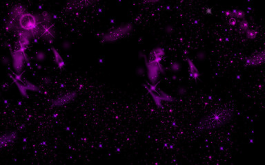 Abstract background image, black space background And the pink and purple stars.