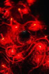 Background with bright glowing Christmas balls