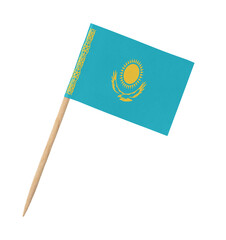 Small paper flag of Kazakhstan on wooden stick