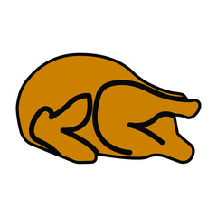 Brown chicken carcass on white background, sign for design, vector illustration