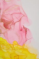 Alcohol ink art.Mixing liquid paints. Modern, abstract colorful background, wallpaper. Marble texture.Translucent colors