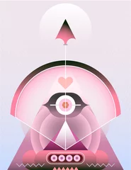 Gordijnen Boogschutter astrologisch teken abstracte moderne kunst vectorillustratie. Pijl en boog dierenriem symbool. ©  danjazzia