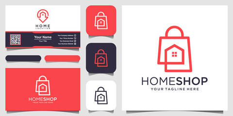 Home Shop Logo designs Template, bag combined with house.