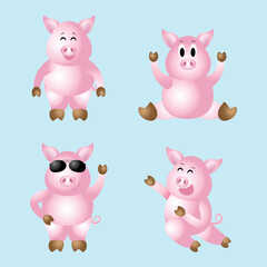 Set of Cute Pig Illustration