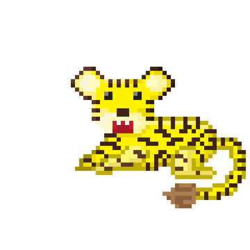 Tiger pixel art. Vector picture.