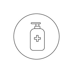 Obraz premium Disinfection. Hand sanitizer bottle icon, washing gel. Vector illustrationDisinfection. Hand sanitizer bottle icon, washing gel. Vector illustration 