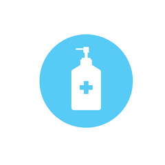 Disinfection. Hand sanitizer bottle icon, washing gel. Vector illustrationDisinfection. Hand sanitizer bottle icon, washing gel. Vector illustration	
