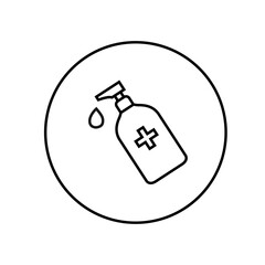 Disinfection. Hand sanitizer bottle icon, washing gel. Vector illustrationDisinfection. Hand sanitizer bottle icon, washing gel. Vector illustration	
