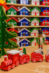 おもちゃの家とクリスマスツリーと汽車