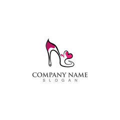 Shoes high woman logo design concept template