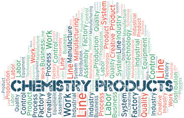 Chemistry Products word cloud create with text only.