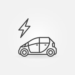 EV and Lightning vector concept icon or symbol in thin line style