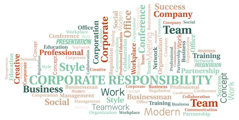 Corporate Responsibility vector word cloud, made with text only.