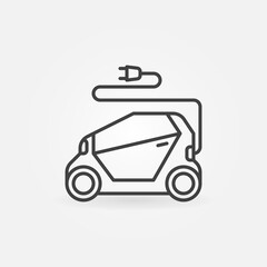 Modern Electric Car linear vector concept icon or logo element. Side view