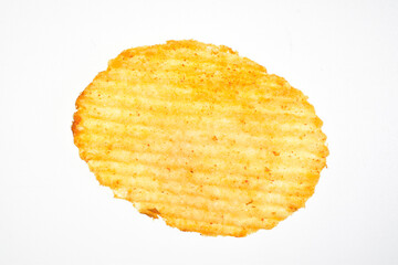 Potato chips on white background, crispy chips