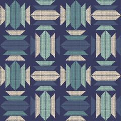 Aztec elements. Mosaic with geometric shapes. Seamless pattern. Design with manual hatching. Textile. Ethnic boho ornament. Vector illustration for web design or print. - 396733051