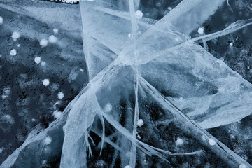 Horizontal oriented close-up photo of a frozen lake
