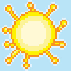 Fototapeta premium The sun pixel art. Vector picture.