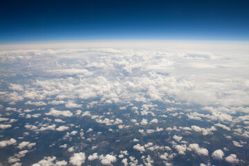 High altitude photo of the atmosphere earth curvature.