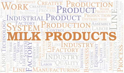 Fototapeta premium Milk Products word cloud create with text only.