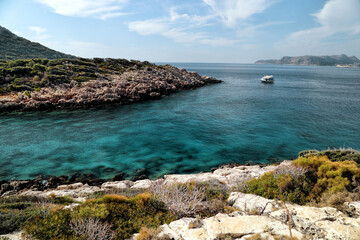 View of the bays of the Mediterranean Sea from the Lycian Way in Turkey.