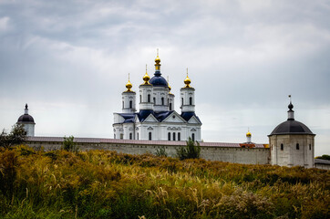 View of the Svensky Monastery from the south. Landscape of the monastery in autumn