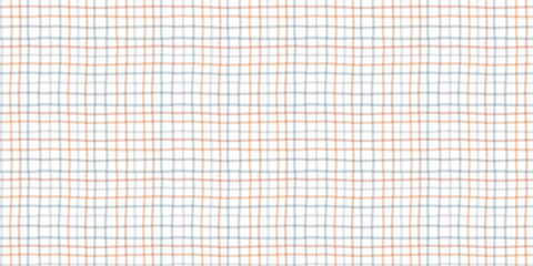 Vector uneven checkered background with the pale delicate colors. Seamless grid pattern for tablecloth.