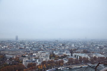 View of Paris panorama from Eiffel tower.