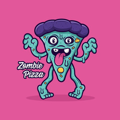 Zombie pizza vecor design logo