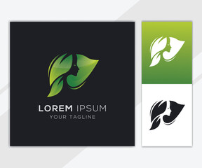 Natural beauty with leaf abstract logo template