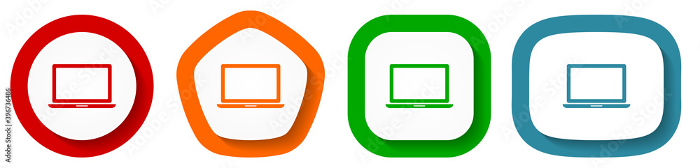 Poster set of flat design vector notebook icons, computer symbol illustration in eps 10
