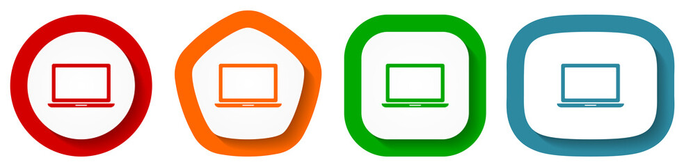 Set of flat design vector notebook icons, computer symbol illustration in eps 10
