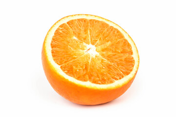 Perfectly retouched sliced orange isolated on the white background