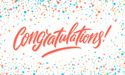 Congratulations. Vector hand drawn lettering card.