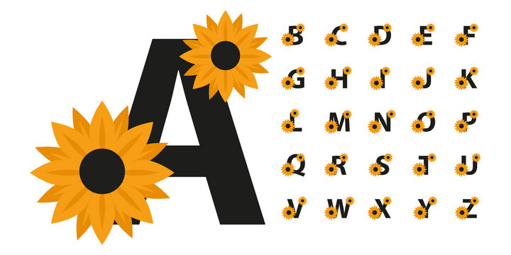 Sunflower Letters A-Z - 26 Split Monograms