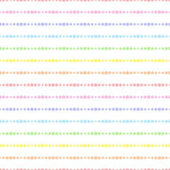 Rainbow seamless horizontal striped pattern, vector illustration. Seamless pattern with pastel colorful lines from dots. Kids pastel rainbow geometric background
